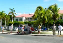 St. Croix residents protesting slow action on federal permits for a proposed resort development at estates Williams and Punch. St. Croix residents protesting slow action on federal permits for a proposed resort development at estates Williams and Punch.